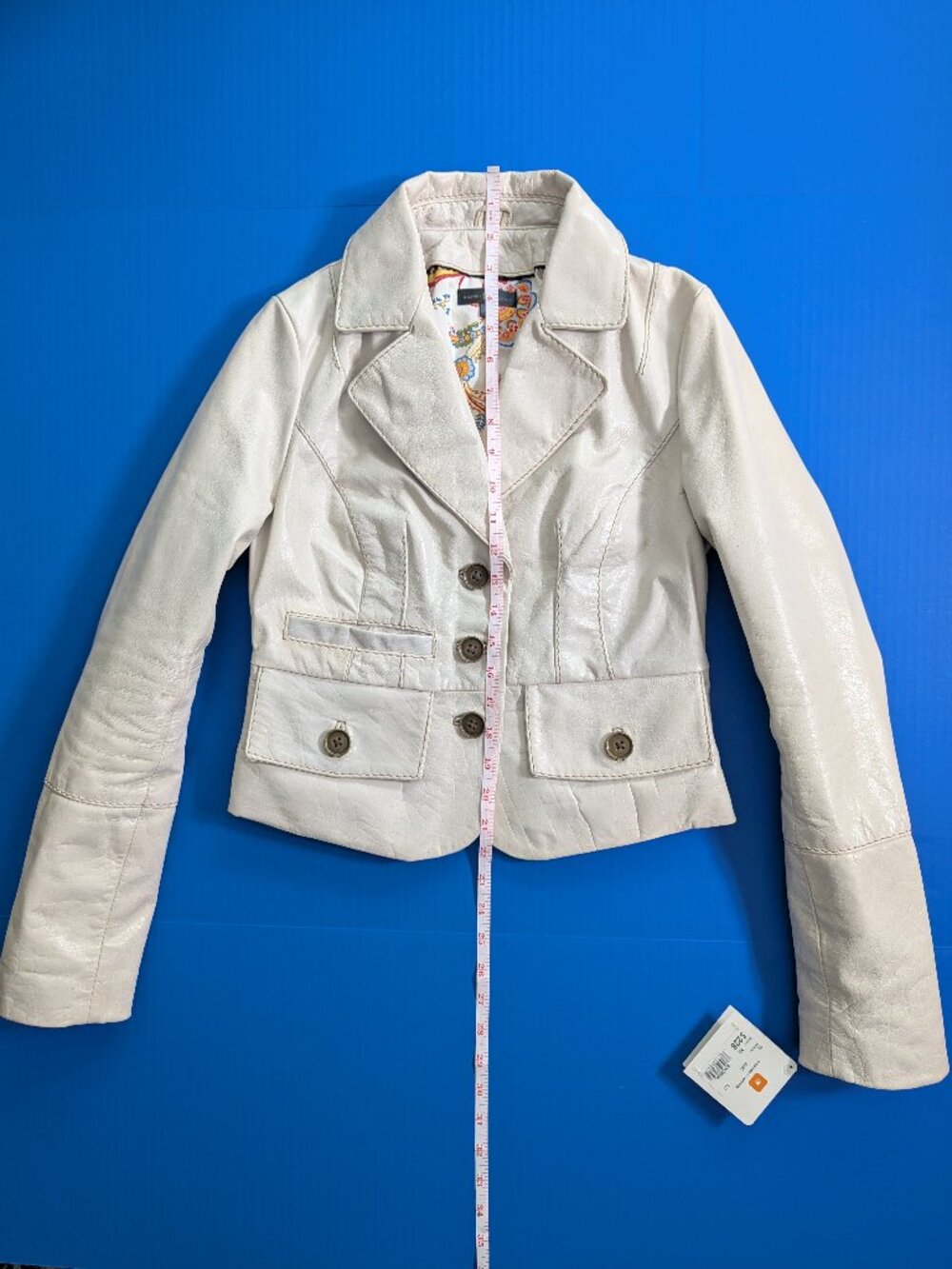 NWT Y2K Genuine Leather Wilson Leather Jacket Cream Size XS